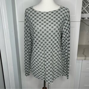 CUT LOOSE Blouse Women’s XLarge Top Long Sleeve White Gray Semi sheer XL